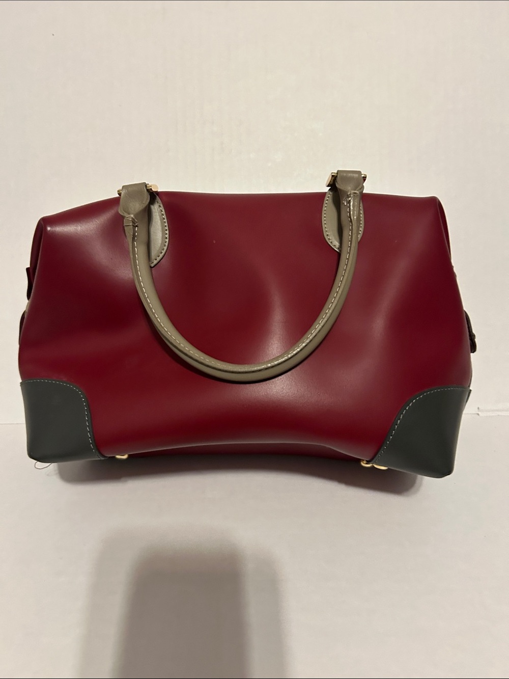 Gianni Notaro Burgundy and Gray Women’s Satchel
